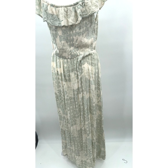 Wonderly Sage Green Smocked Maxi Dress Cottagecore Boho Prairie Romantic Size L - Picture 4 of 10